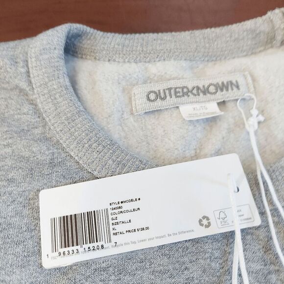 Outerknown Crewneck Pocket Sweatshirt Organic Cotton Grey Men's Size XL - Picture 4 of 5